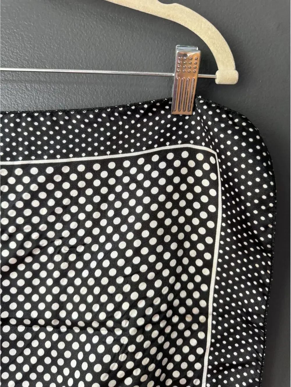 Black and White Polka Dot Silk Scarf
